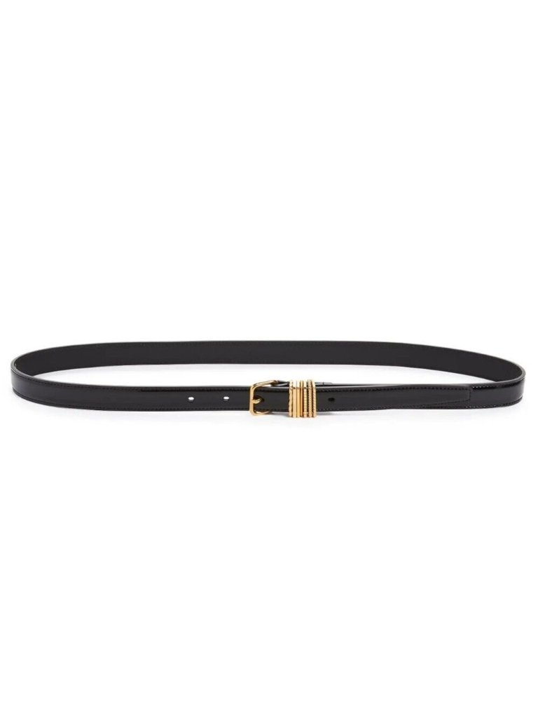 $575 Saint Laurent Ysl Hublot Women's Leather Belt In Black Size 90 / 36